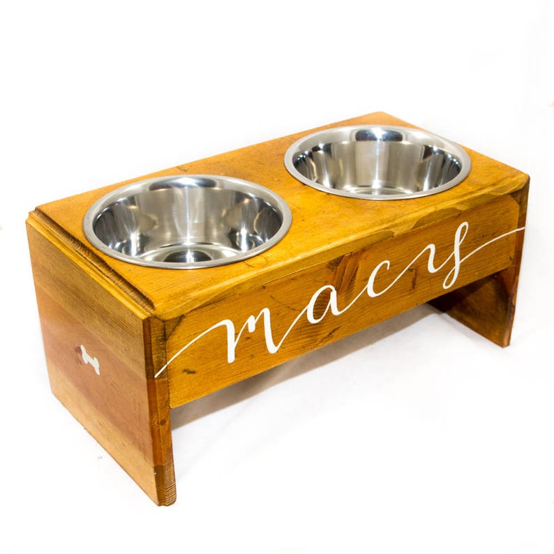 Elevated Dog Feeding Station INCLUDES Stainless Steel Bowls Etsy