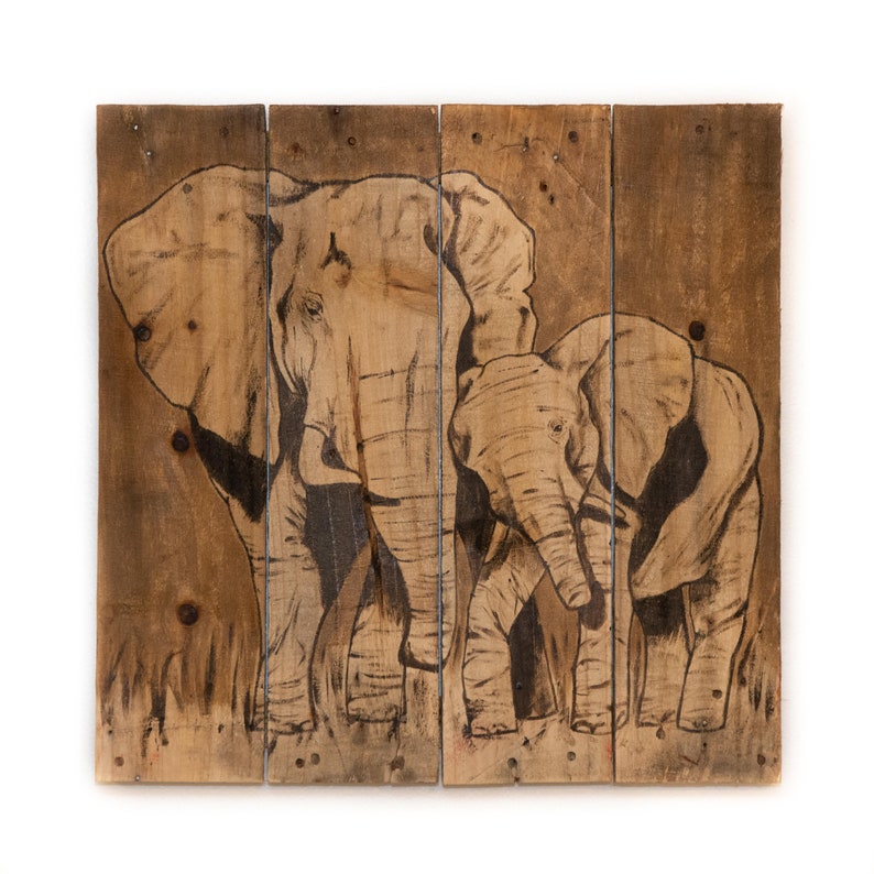 Elephant Painting On Pallet Wood Elephant Nursery Art Etsy
