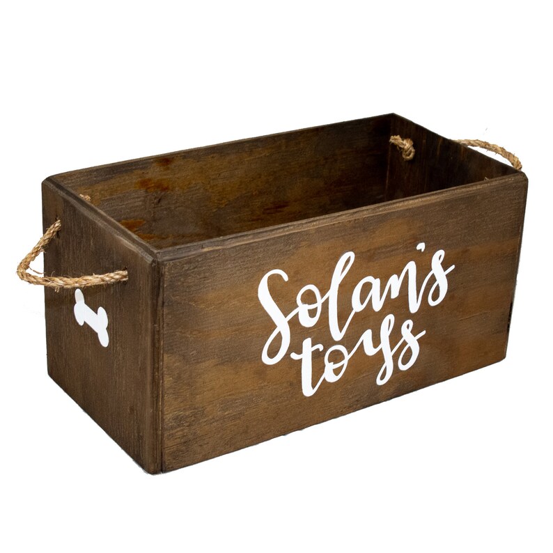 Personalized Wood dog toy box Pet toy bin Dog toy bin Etsy