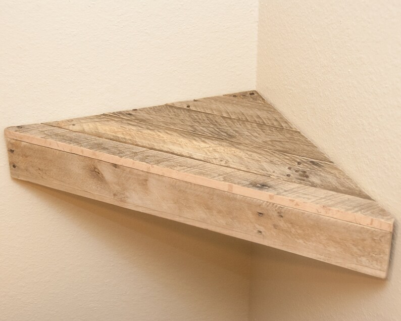 Floating Wood Corner Shelf Reclaimed Wall Rustic Image 0