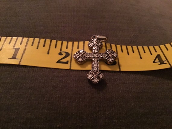 Sterling Silver Celtic Cross Pendant  Rhinestone … - image 5