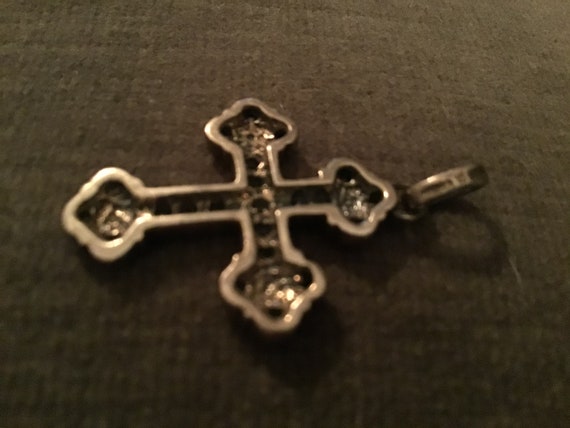Sterling Silver Celtic Cross Pendant  Rhinestone … - image 2