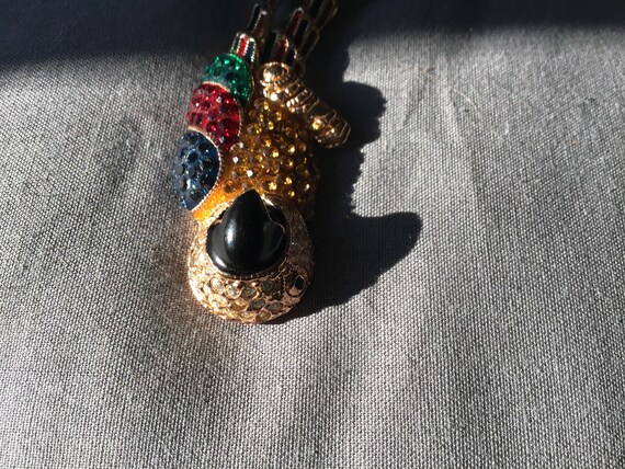 Exquisite Vintage ROMAN Parrot Pin Faux Diamonds … - image 6