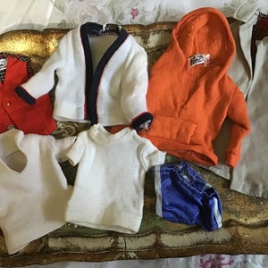 7 pieces Vintage KEN Clothing 60’s ~ Ken Doll MATTEL Originals ~ Barbie’s BF - Includes Rally Day Trench - 7 pieces