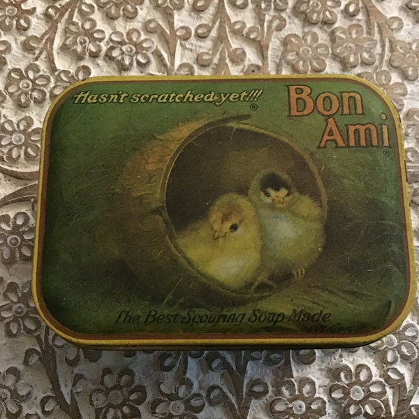 Vintage Decorative Advertising Tin ~ Bon Ami ~~ Sweet Chicks ~ Collectible Tin