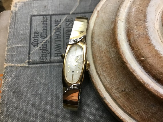 Vintage 60s/70s HAMILTON 10K RGP Diamond Bezel La… - image 10