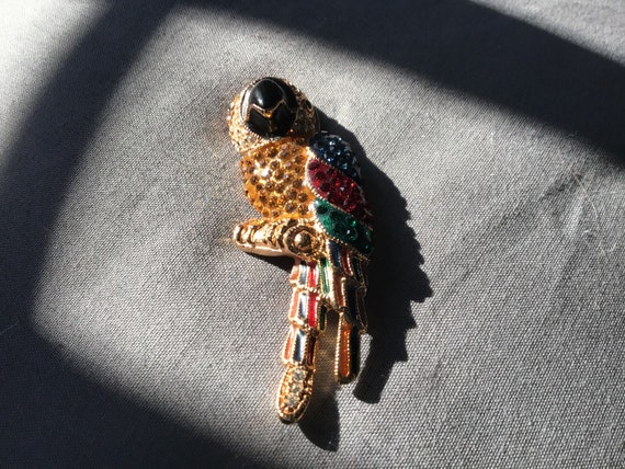 Exquisite Vintage ROMAN Parrot Pin Faux Diamonds … - image 5