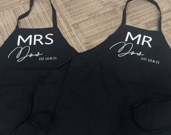 Bridal Shower Mr, Mrs, Bride, Groom, Bridal Party, etc. Baking Aprons