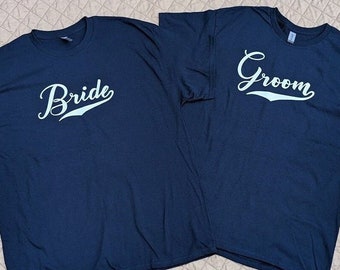 WEDDING Baseball T-Shirt, Last Name and Dates on Back, Anniversary, Honeymoon