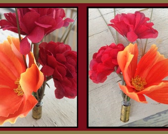 Orange and Red Bullet Boutonniere Fall Wedding . Groom . Groomsmen . Hunting . Army . Police . Camo . Military