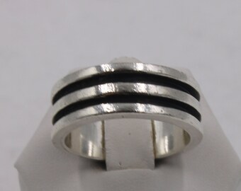 Handsome Sterling Silver Double Line Ring Size 10 1/2 FREE