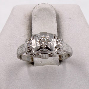 Original Art Deco Vintage 1930's Era 18K White Gold Filigree Ring With A Beautiful Diamond Size 5 3/4 FREE SHIPPING! #18KDECO-GR8