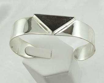 Vintage Sterling Silber und Holz Inlay Manschette Armband kostenloser Versand! #WOOD-CF6