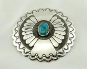Collectable Concho Style Vintage Southwest Native American Sterling Silver and Turquoise Belt Buckle FREE SHIPPING CONCHO-BK2