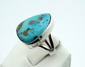 Vintage Turquoise and Sterling Silver Ring Southwest Native American Collectable FREE SHIPPING VTGTUR-SR2