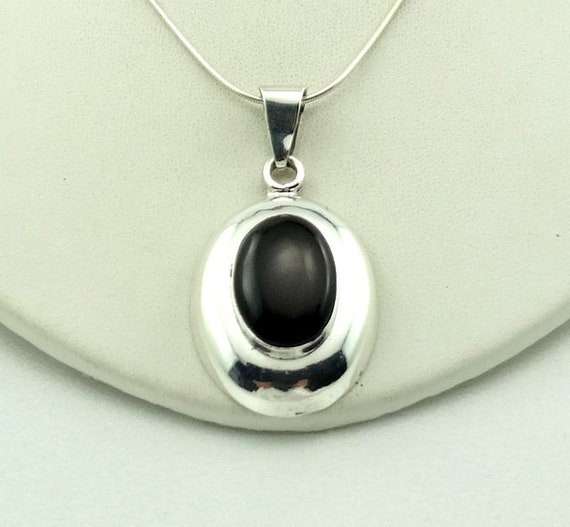 Beautiful Hand Made Onyx And Sterling Silver Pend… - image 1