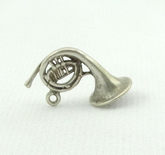 French Horn Vintage Sterling Silver Charm FREE SH… - image 1