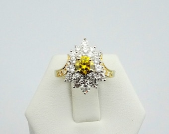 Stunning 18K Ring With a 0.67 Carat Canary Yellow Diamond and Over 2 Carats of Vibrant White Diamonds! Size 5 FREE SHIPPING!  #CANARYDIA-GR4