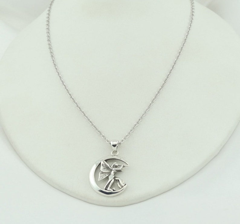 Fairy Moon Sterling Silver Pendant FREE SHIPPING 18 Sterling Silver Chain Included FAIRY-SPC11 image 2