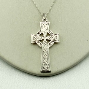 Vintage Celtic Pattern Sterling Silver Cross Pendant FREE SHIPPING! 16&quot; Sterling Silver Chain Included! #CELTIC16-XP4