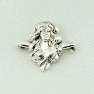 Small Vintage Fair Lady Sterling Silver Decorative Brooch FREE SHIPPING! #LADY-BR3