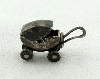 Antique Baby Carriage Vintage Sterling Silver Charm FREE SHIPPING!   #BABY-CM16