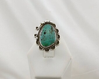 Vintage Southwest Native American Turquoise Sterling Silver Ring #TRADITION2-SR5