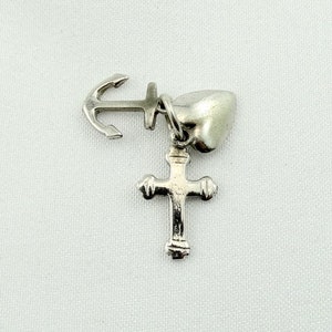 Anchor, Cross and Heart Vintage Sterling Charm FREE SHIPPING!   #HEAR-CM11