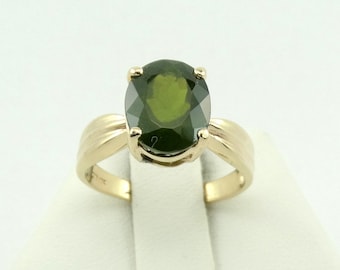 Rare 3.97 Carat Green Hydrogrossular Garnet In A Vintage 10K Yellow Gold Ring Size 7 FREE SHIPPING! #HYDRO-GR2