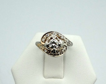 Brilliant Diamonds in a Vintage 1920's 14K White and Yellow Gold Engagement Ring Size 3 FREE SHIPPING! #14WGLXX-GR1