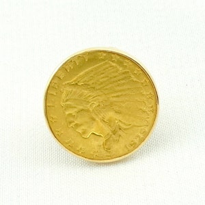 Collectable Real 1929 Gold 2 1/2 Dollar Gold Coin Set In a 14K Gold Bezel Lapel Pin or Tie Tack FREE SHIPPING! #1929-PN1