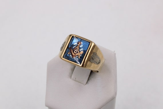 Vintage Blue Lab Created Spinel In A 14K Yellow G… - image 3