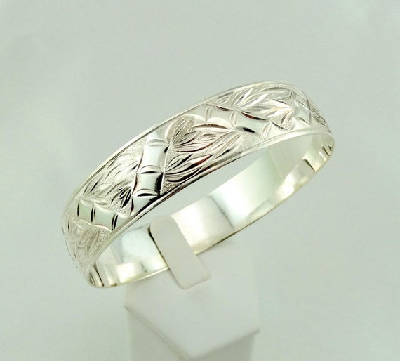 Repeating Leaf Pattern Bangle Bracelet In Solid S… - image 3
