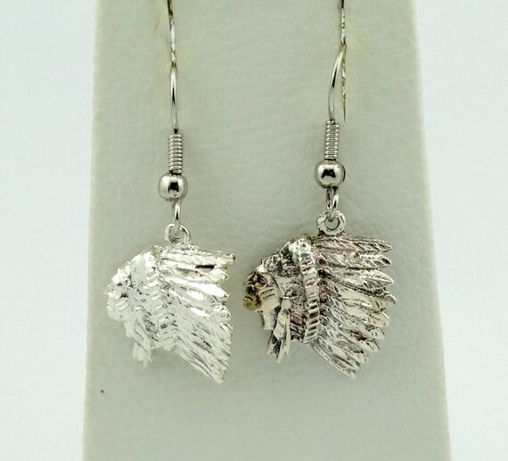 Marvelous Vintage Navajo Sterling Silver Chief Earrings Native American Jewelry Marvelous Vintage Navajo Sterling Silver Chief Earrings Native American Jewelry