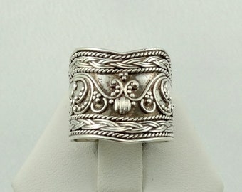 Lovely Detailed Decorative Wide Sterling Silver Ring Size 7 FREE SHIPPING! #DECOR-SR1
