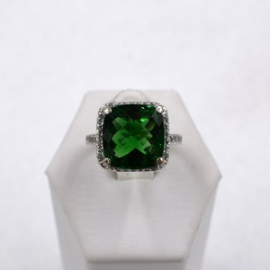 Extremely Rare 7.61 Carat Natural Chrome Green Tourmaline And Diamonds Set In A 14K White Gold Ring Size 7 3/4 FREE SHIPPING! #CHROMEG-GR7