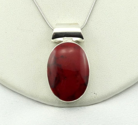 Lovely Vintage Sterling Silver and Rich Red Jaspe… - image 1