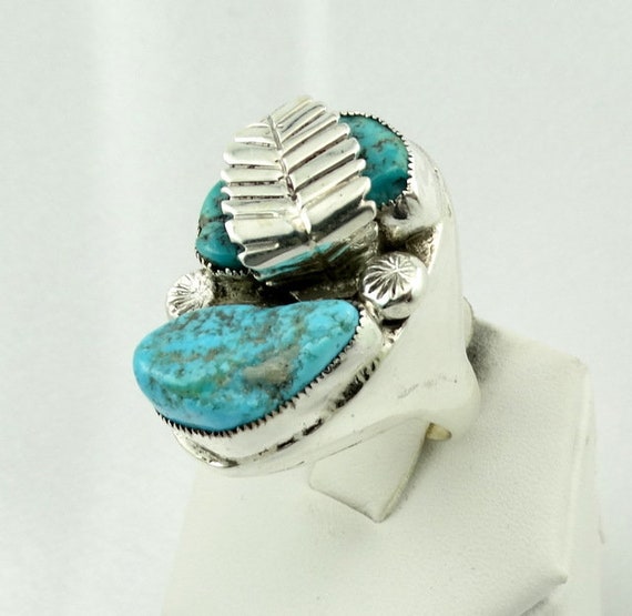 Substantial Solid Sterling Silver and Turquoise N… - image 2