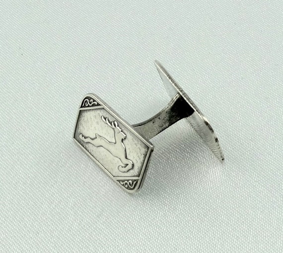 Unique Vintage Solid Sterling Silver Deer Cufflin… - image 3