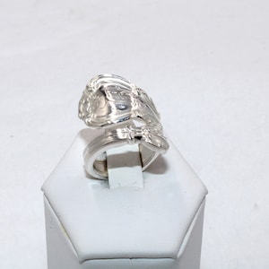 Fancy Engraved Initial &quot;B&quot; Real Vintage Hand Made Sterling Silver Spoon Ring Adjustable Size 6  FREE SHIPPING! #BDE-F8-SPR5