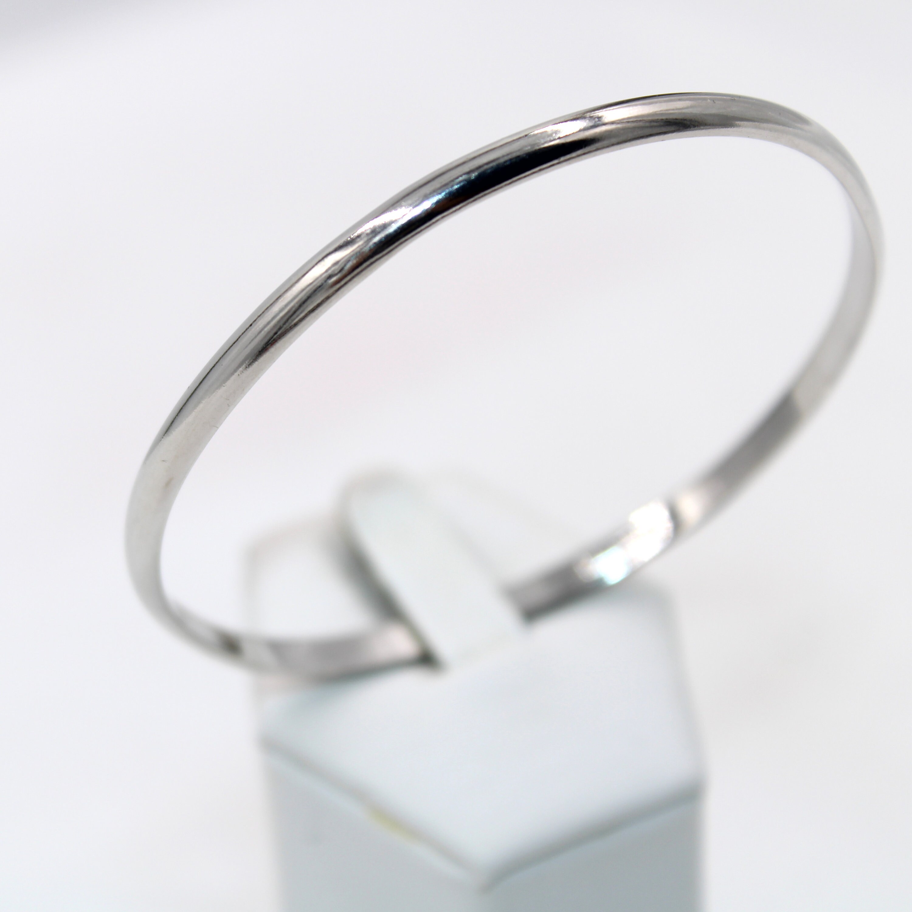 Vintage Sterling Silver Bangle Bracelet Smooth Rounded 925
