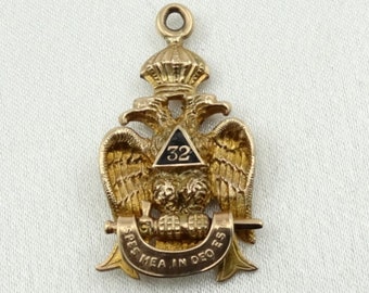 Vintage 10K Gold Masonic Scottish Rite 32nd Degree Pendant FREE SHIPPING!  #SCOT32-GPC1