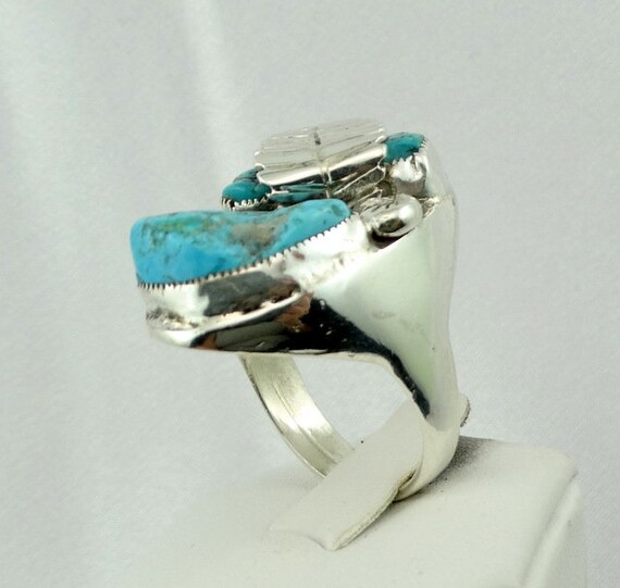 Substantial Solid Sterling Silver and Turquoise N… - image 5