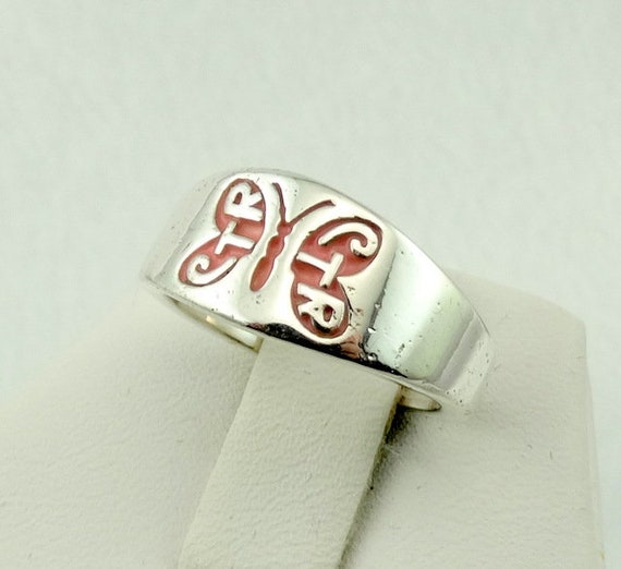 Vintage Sterling Silver Butterfly CTR  Band/Ring … - image 2