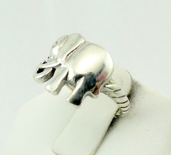Unique Elephant Solid Sterling Silver Vintage Rin… - image 8