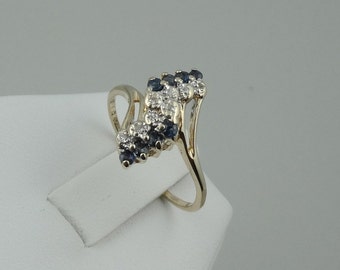 Dazzling Diamond and Sapphire 14K Yellow Gold Ring Size 6 FREE SHIPPING! #SADI6-GR3