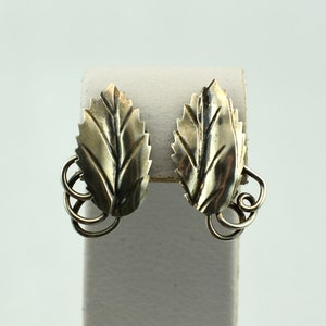Vintage Sterling Silver Leaf Shaped Screw-Back Earrings  FREE SHIPPING! #LFSBC-ERG19