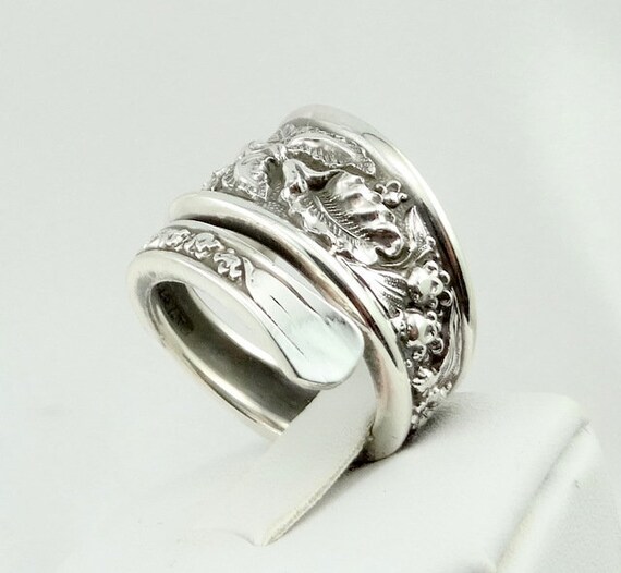 Real Solid Sterling Silver Spoon Ring Adjustable … - image 5