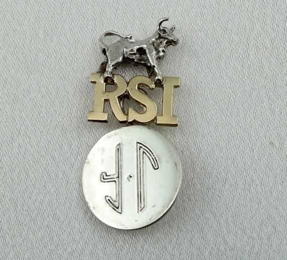 Vintage RSI Bull and Bear Engraved "JF" Gold and … - image 2