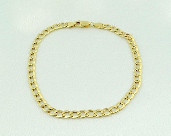 Vintage 10K Yellow Gold Flat Link Pattern Bracelet 9 Inch